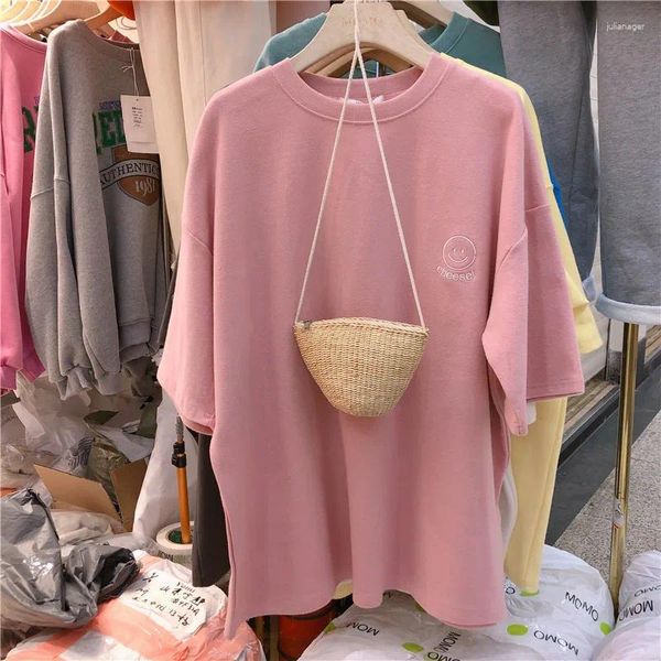 T-shirts pour femmes Tshirts de femme Summer coréen lâche lâche manche courte o coude de mode t-shirt t-shirt drop zbba61