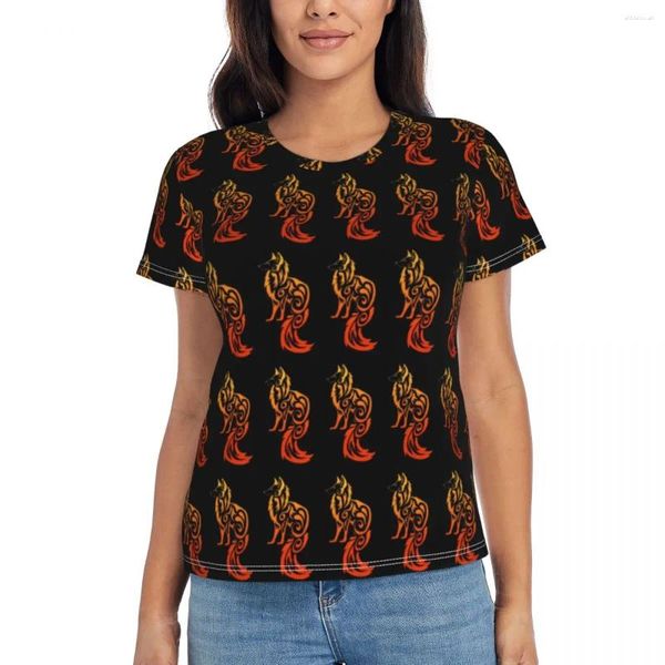 T-shirts femme femme chemise plage rouge tribal t-shirt imprimé animal sauvage Y2K cool t-shirts à manches courtes décontracté graphique surdimensionné hauts