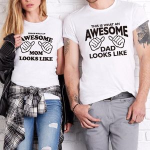 T-shirts pour femmes femme à manches courtes col rond T-shirt couple hauts AWESOME amant t-shirts blanc Style européen été T-shirt