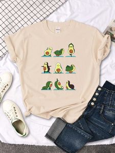 Dames T-shirts Dames T-shirt Avocado leert je yoga beoefenen Afdrukken Blouses Damesmode Oversize Grappig Fruit Dames T-shirts