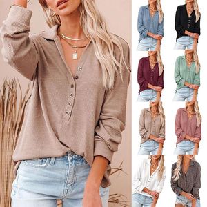 T-shirts pour femmes Femme T-shirts Femmes Vêtements Robe Plus Mode Sexy Tops Bouton T-shirts Casual Solide Col rabattu