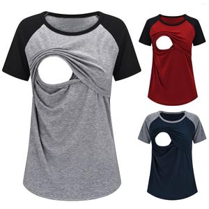 Vrouwen T Shirts Vrouwen 2023 Moederschap Casual Korte Mouw Ronde Hals Verpleging Tops Shirt Voor Borstvoeding Losse Tee Comfy hoge Kwaliteit