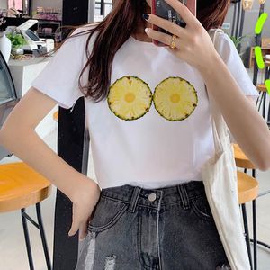 Dames t shirts dames verschillende ananas fruit kleding bedrukte t-shirt mode top grafische kawaii camisas