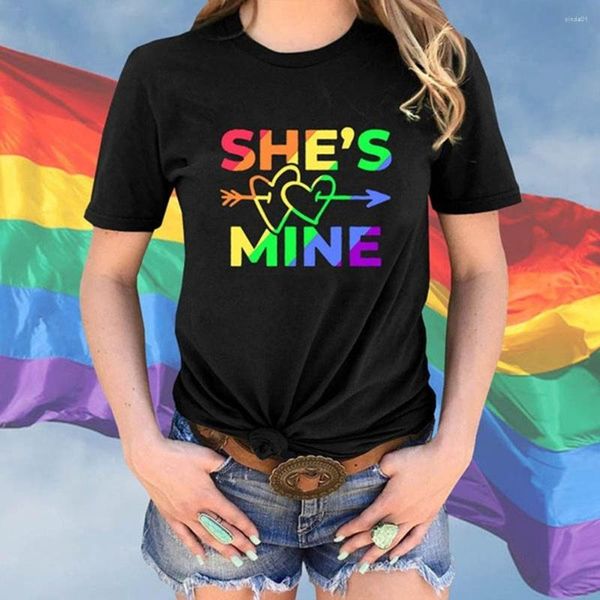 Camisetas de mujer Camiseta de mujer LGBTQ Camiseta de mujer Love Wins Estampado de cuello redondo Bandera del orgullo Significado Proud Rainbow