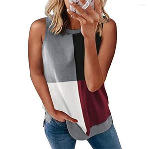 Dames t shirts dames zomer o-neck mouwloze paardenbloem tops losse kleur matching streep print t-shirt vest casual katoenen star tank