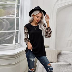 Dames T-shirts Damesblouses Mode Luipaardprint O-halsblouse Herfst Lange mouw Feest Dameskleding Dames en tops