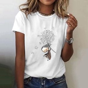 T-shirts Femmes Femmes Compression Tournesol Imprimé Chemise Pour Casual Graphique Court Femme Vêtements Hauts Col Long