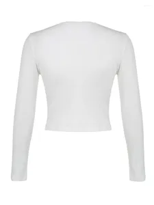 T-shirts pour femmes Femmes Crop Top Shirt Lace Lace Trim Slim Fit Round Couper Tops Clubwear