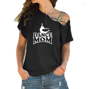 T-shirt da donna T-shirt grafica da donna da ballo mamma T-shirt moda a maniche corte T-shirt con fasciatura incrociata irregolare