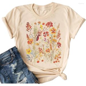 T-shirts Femmes Femmes Automne Vintage Boho Fleur Chemise Botanique Floral Graphique Tee Jardin Amant Automne Top