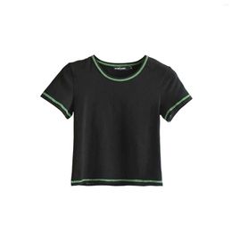 T-shirts pour femmes Femmes Mode Manches courtes Col rond Crop Top T-shirt élégant pour le shopping Usage quotidien Simple