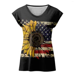 Dames t shirts dames onafhankelijkheidsdag t-shirt v-neck short mouw zomer grafisch de vierde juli T-stukken tops ropa mujer