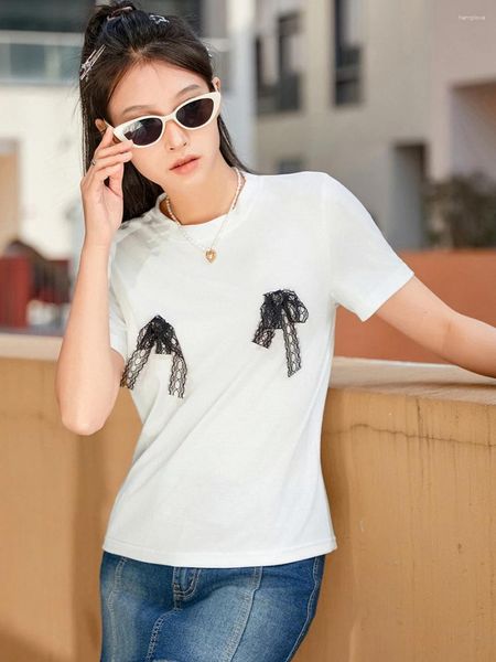 Camisetas para mujer, Top corto Kawaii, camiseta gráfica, camiseta de manga corta con dibujo de lazo, camisetas estéticas de verano para chicas adolescentes, ropa Harajuku