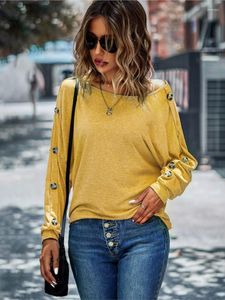 T-shirts pour femmes femmes tricot T-shirt automne hiver mode décontracté pulls hauts 2023 femme o-cou bouton Simple tout-match
