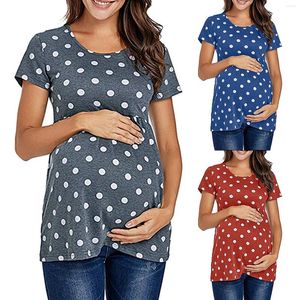 Dames t -shirts vrouwen zwangerschap casual korte mouw dot print shirt comfortabele hoogwaardige dagelijkse tops zwangere tuniek blouse snel op voorraad