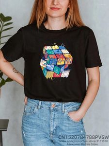 T-shirts Femmes Femmes Rubik's Cube T-shirt imprimé drôle Fille Y2K T-shirts à manches courtes Tops 90S Sweetshirts Femme Harajuku Vêtements