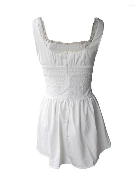 T-shirts pour femmes Garniture en dentelle à col licou avec robe de soirée d'été dos nu fendue sur le côté pour la soirée en club