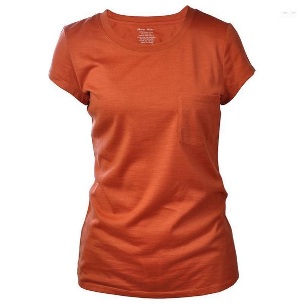 Camisetas para Mujer Camiseta De Lana Merino con Cuello Redondo para Mujer - Ultraligera, Transpirable, Antiolor, Capa Base Liviana, Corta Térmica