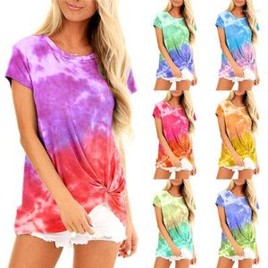 T-shirts pour femmes T-shirt pour femmes Tie-Dyeing T-shirts pour femmes à manches courtes O-Neck Casual Woman Summer Beach Tops Loose Tee Tunic Camiseta