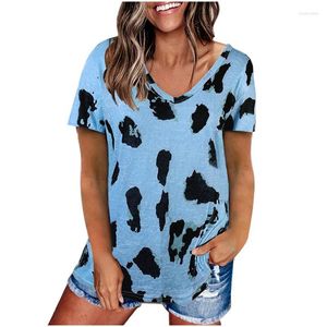 T-shirts pour femmes T-shirt femme T-shirts Tops Summer Leopard Print Raglan Sleeve Basic plus taille O-Neck Black Tees Girls