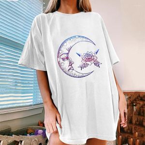 T-shirts femme T-shirt femme T-shirts femme été grande taille vêtements femme Vintage soleil et lune imprimé décontracté hauts à manches courtes