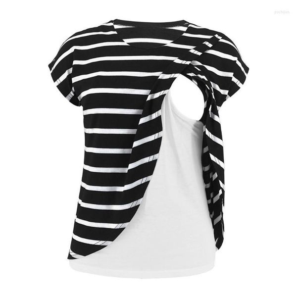 T-shirts Femmes T-shirt Femme Femmes Nusring O-Cou Manches Courtes Tops Camiseta Lactancia Chemise d'allaitement Schwanger Kleidung