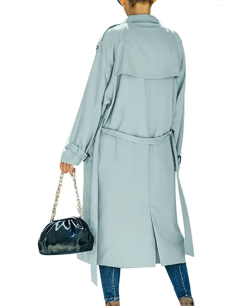 Camisetas para mujer Mezcla de lana para mujer Peacoat de doble botonadura Elegante solapa de manga larga Abrigo de invierno con cinturón