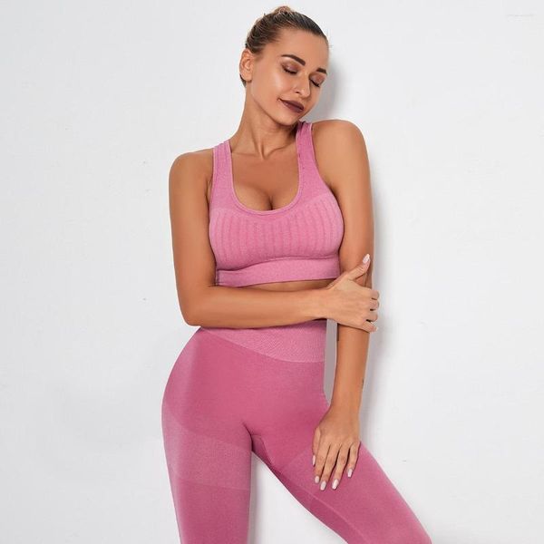 T-shirts Femmes Femmes Sans Couture Hanches Entraînement Courir Soutien-Gorge De Sport Pour Dames Beau Dos Antichoc Push Up Mesh Yoga Débardeur