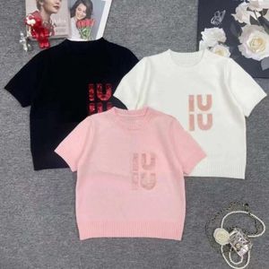 Dames t shirts dames shirt ontwerper t -shirts dames zomer mode brief pailletten grafische tee gebreide trui trui pullover korte mouw tops