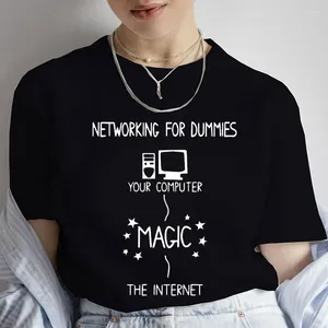 T-shirts pour femmes Tops Femme Réseautage pour les norables Tshirt Funny Geek Nerd It Programm Programmer Vêtements O Vêtements de t-shirt de cou