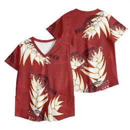 T-shirts Femmes Femmes Manches courtes Col V Uniforme d'allaitement Polynésien Imprimer Tops Samoan Tribal Style Tees