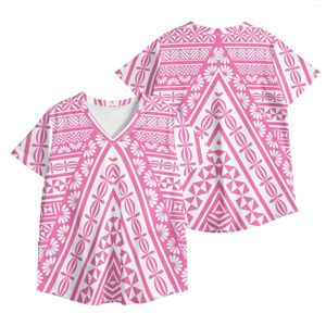 T-shirts Femmes Femmes Manches courtes Uniforme d'allaitement Summer Samoa Vêtements Tops Tees Imprimer Motifs Polynésiens Col V