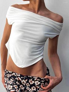T-shirts Femmes Femmes T-shirt Élégant Hors-Épaule Tops Dos Nu Solide Slim Fit Summer Clubwear