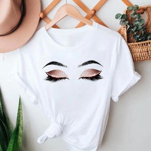 Dames t shirts dames t-shirt ogen en wenkbrauwen printen korte mouw dames tee tops mode zomerse kleding tees shirt vrouw