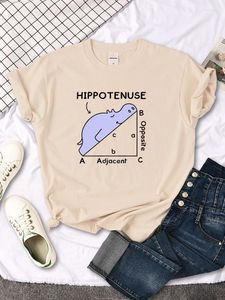 T-shirts Femmes Femmes T-shirt Hippo Dormir sur Math Problème Impression Chemise Femmes O-Cou Lâche Oversize Top Slim Kawaii Animal Dames