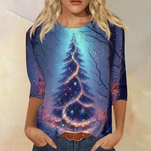 T-shirts pour femmes T-shirts 3d Christmas Tree Print Automne Hiver Streetwear Streetwear Streetweve Festival Dames Tees Merry Female Tops