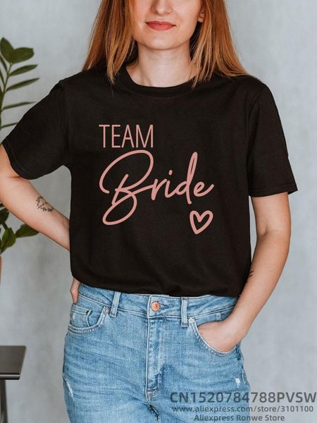 Camisetas de mujer Equipo de novia Algodón Estampado Despedida de soltera Niñas EVJF Mariee Despedida de soltera Dama de honor Boda Mujer Tops TeesMujeres