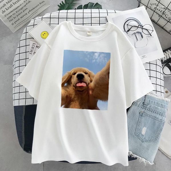 Camisetas para mujer, camiseta para mujer, camisetas bonitas de estilo coreano con perro caído, camisetas estampadas de algodón Kpop Harajuku D, ropa estética Kawaii