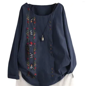 Camisetas para mujer Casual Botón suelto Lino Tallas grandes Diario Boho Tanic Camiseta Blusa Tops