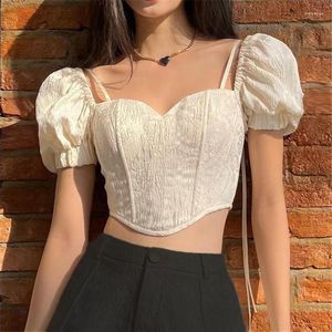 Vrouwen T Shirts Womens Crop Tops Elegante V-hals Tie-Up Ruches Onregelmatige T-Shirt Zomer Streetwear Backless Fairy Gentle Tees