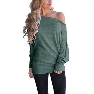 Dames t shirts dames lichtgewicht shirt met lange mouwen vrouwen uit schouder losse pullover trui batwing gebreide jumper katoenen kraamschap tuniek