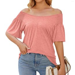 Mulheres Camisetas Mulheres T-shirt Sólida Manga Curta Blusas Plissadas Soft Túnica Top Mulheres Moda Blusa 2024 Camisa para Roupas Y2K