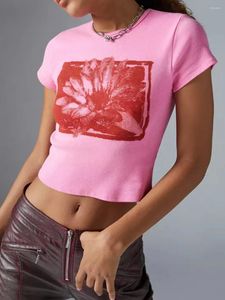 Dames T-shirts Y2k Fruit Print Shirt Grafische Crop Top Dames Tienermeisje Korte mouw Slim Fit Zomer Vintage Esthetische Baby Tee