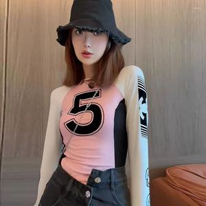 T-shirts pour femmes Y2k Slim manches longues Top Vis Imprimer Vêtements esthétiques Femmes Tops Fée Grunge Vintage Graphique Harajuku Esthétisme