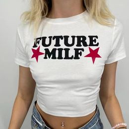 Camisetas para mujer Y2k Mujeres Future Milf Star Moda Crop Top Harajuku Streetwear Slim Camiseta Tops Verano Sexy Party Femme Ropa