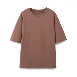 T-shirts pour femmes YENKYE 2024 Col rond Manches courtes Solide Chemise décontractée Femmes T-shirts amples Haut d'été