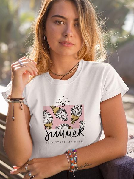 Camisetas de mujer Yeskuni Summer To Eat Ice Funny High Brand España Streetwear Casual Manga corta Entrega rápida Ropa de mujer