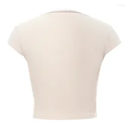 T-shirts pour femmes yoawdats femme l'été à manches à capuche courte chemise patchwork v cou coude-coubed sorts tops occasionnel des vêtements esthétiques décontractés