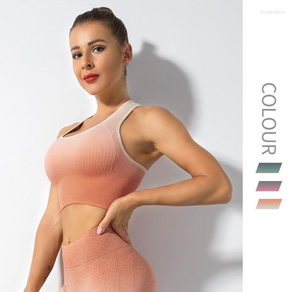 Camisetas para mujer, camisetas de Yoga para mujer, sujetador incorporado, deportes a prueba de golpes, Top corto de Fitness, camiseta deportiva sin costuras con realce para entrenamiento en gimnasio