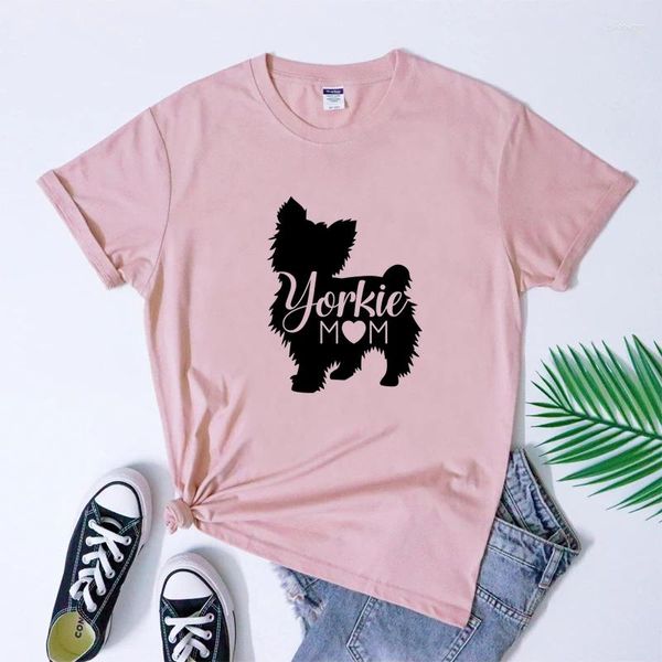 Camisetas para mujeres Camiseta de Mom, algodón de algodón cómodo, camiseta de regalo de regalo de piel, lindas mujeres, manga corta, dueño de perra gráfica camiseta gráfica